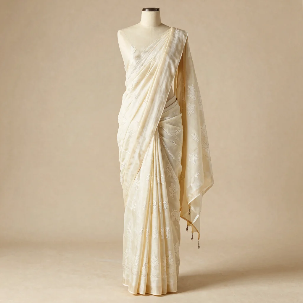 Ivory Jamdani Saree